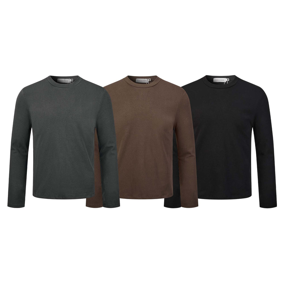 Unisex Fine Long Sleeve Basic Shirt with Round Neck and Slim Fit Mune Fashion