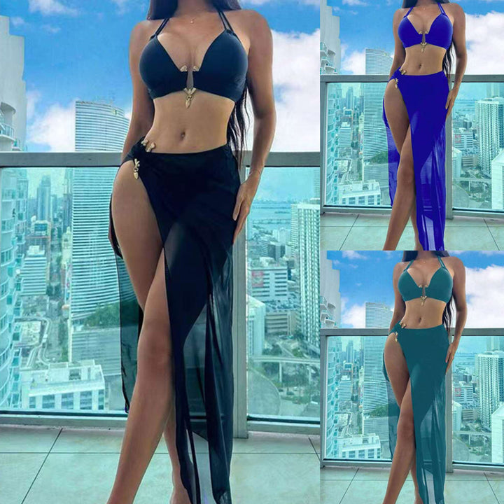 Women's bikini set with stylish wrap skirt and sophisticated halterneck Mune Fashion