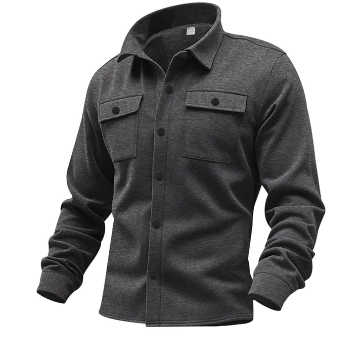 Men's Twill Overshirt with Shirt Collar, Flap Pockets and Straight Hem Mune Fashion
