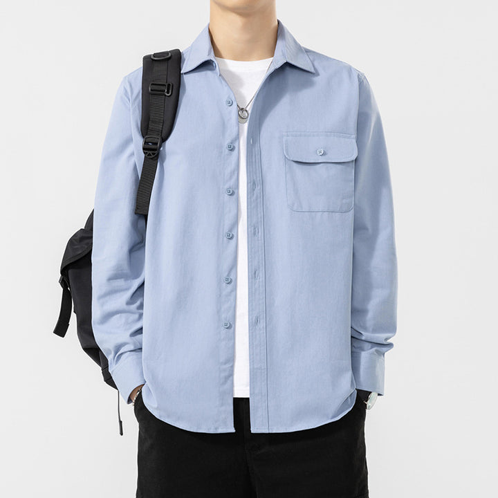 Men's Casual Long Sleeve Shirt with Chest Pocket Mune Fashion