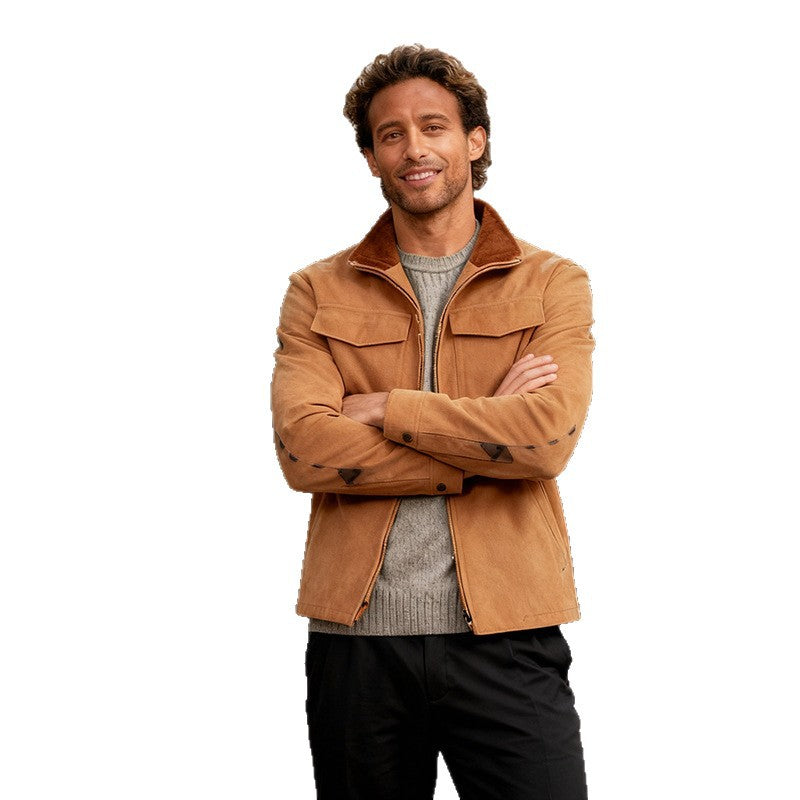 Men's short jacket in overshirt look with two distinctive flap pockets and stand-up collar Mune Fashion