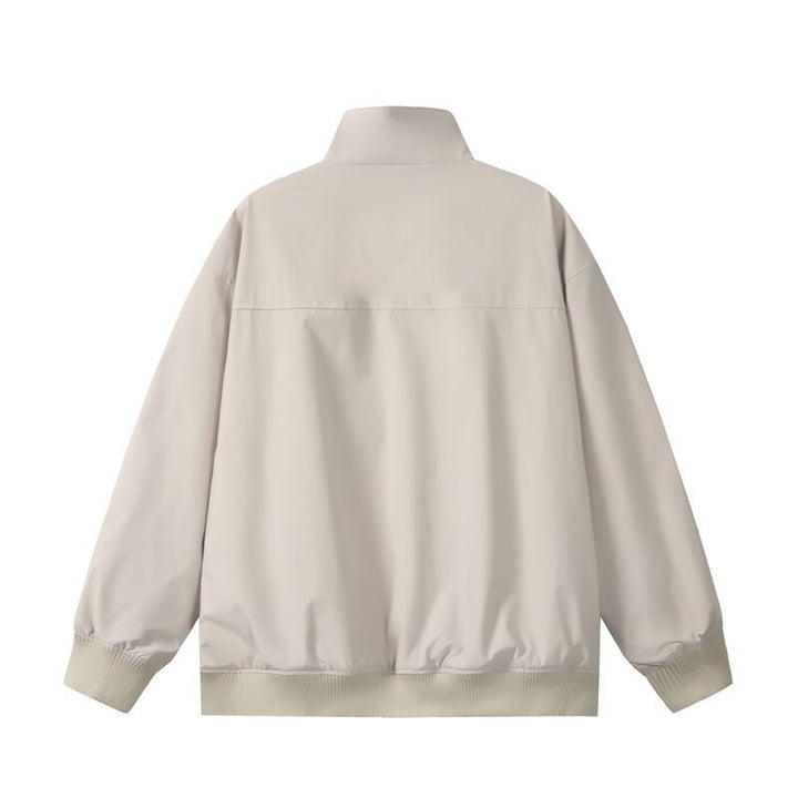 Unisex Short Cut Oversized Bomber Jacket with Stand-Up Collar, Concealed Front Placket, and Ribbed Cuffs Mune Fashion