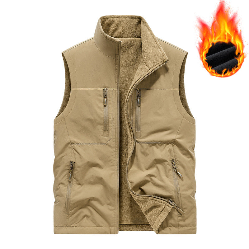 Men's Insulated Outdoor Thermal Vest with Fleece Lining, Zipper Pockets & Windproof Exterior Mune Fashion