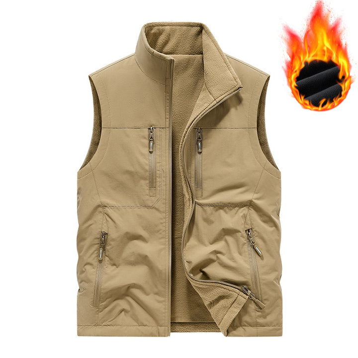 Men's Insulated Outdoor Thermal Vest with Fleece Lining, Zipper Pockets & Windproof Exterior Mune Fashion
