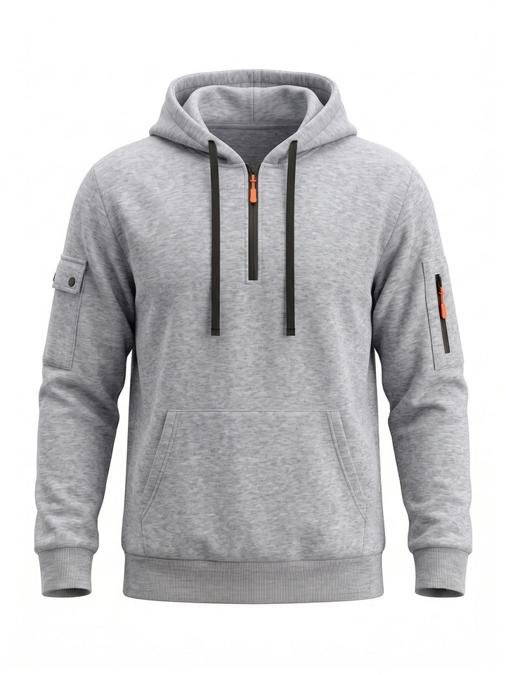 Men's hoodie with half zipper and utility arm pocket Mune Fashion