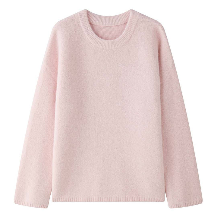 Women Soft Oversize Knit Sweater with Round Neckline Mune Fashion
