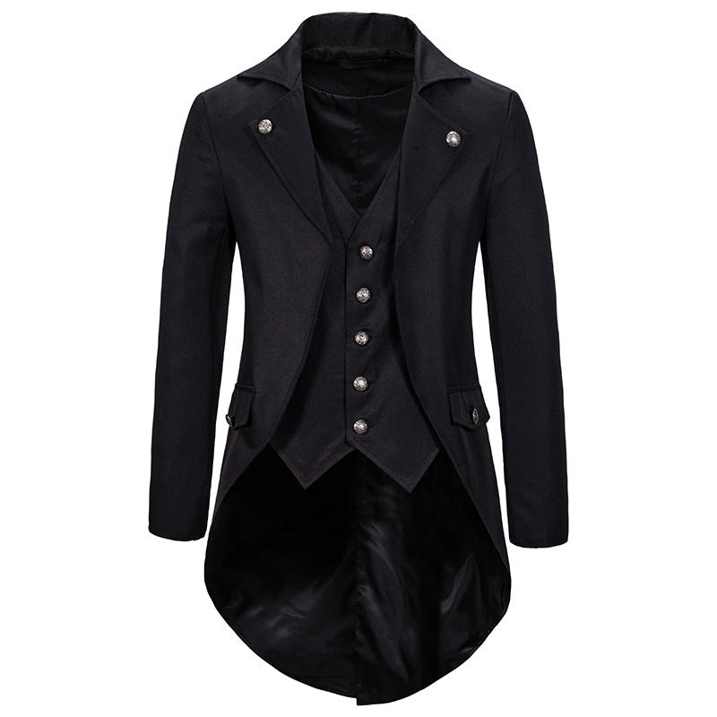 Men's Victorian Tailcoat with Integrated Waistcoat and Swallowtail Mune Fashion