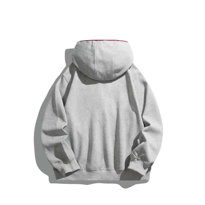 Unisex hoodie sweatshirt with snap placket and contrast piping Mune Fashion