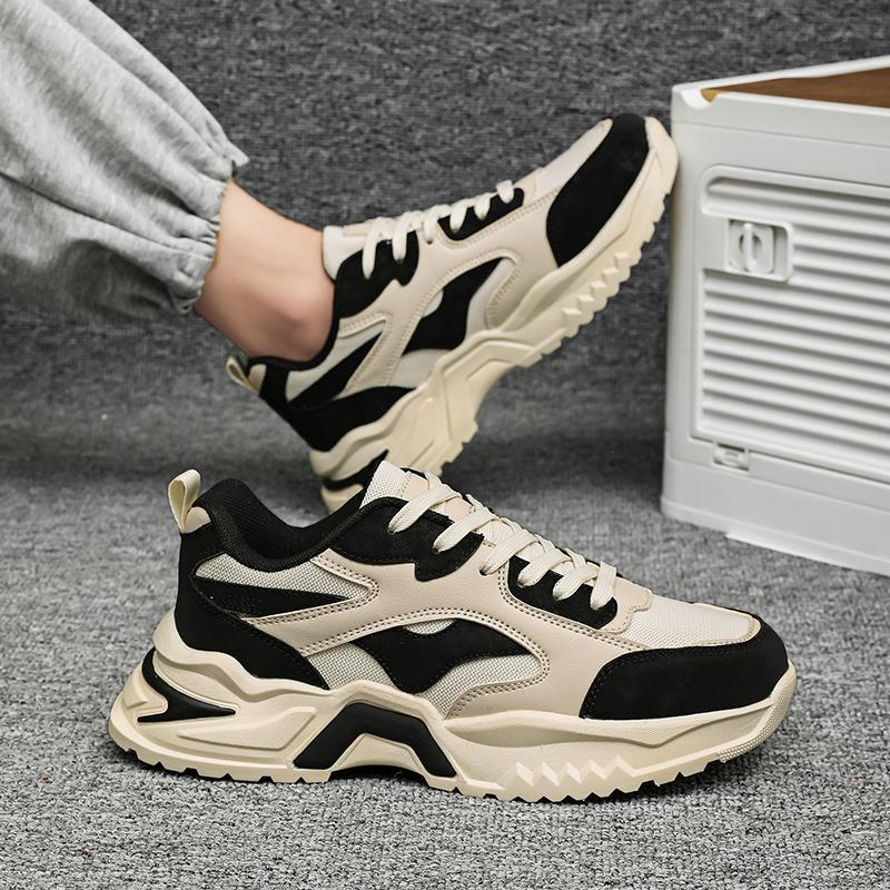 Men's Chunky Retro Sneaker with Wave Overlay and Sturdy Profile Sole Mune Fashion