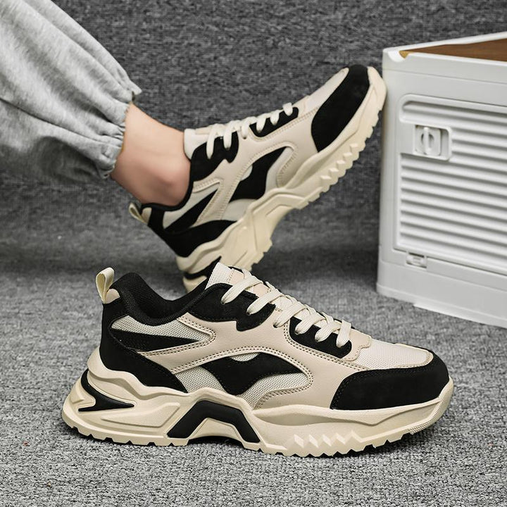 Men's Chunky Retro Sneaker with Wave Overlay and Sturdy Profile Sole Mune Fashion