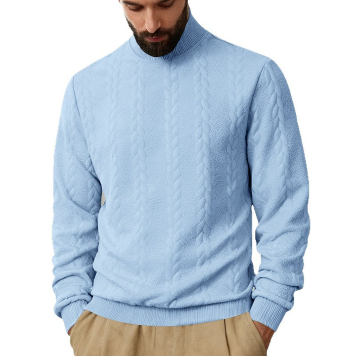 Men's knitted pullover with stand-up collar, cable pattern, soft ribbed cuffs, and Regular Fit Mune Fashion
