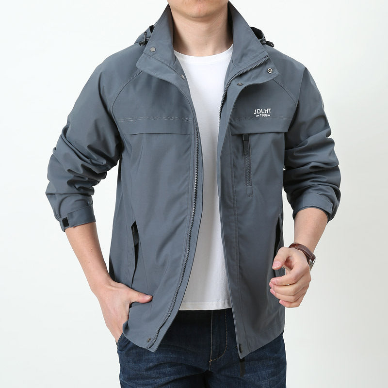 Men's Lightweight Softshell Hoodie Jacket with Hood, water-repellent Shell and Multifunctional Pockets Mune Fashion