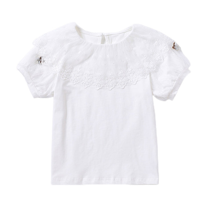 Girls T-Shirt with elegant lace trim Mune Fashion