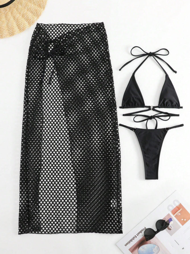 Ladies bikini set with transparent mesh skirt and triangle top Mune Fashion
