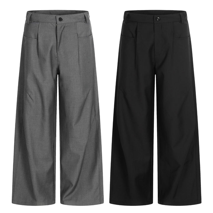 Women's Wide Culotte Pants with Pleats, High Waist and Patch Pockets Mune Fashion