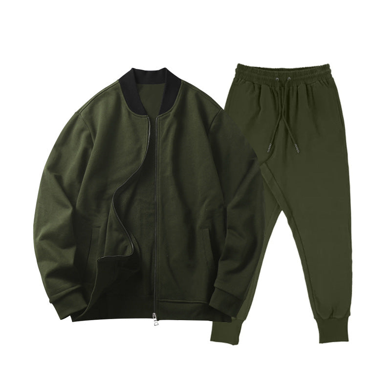 Men's casually cut sweat set with zip bomber jacket and tapered jogging pants made of soft cotton fleece Mune Fashion
