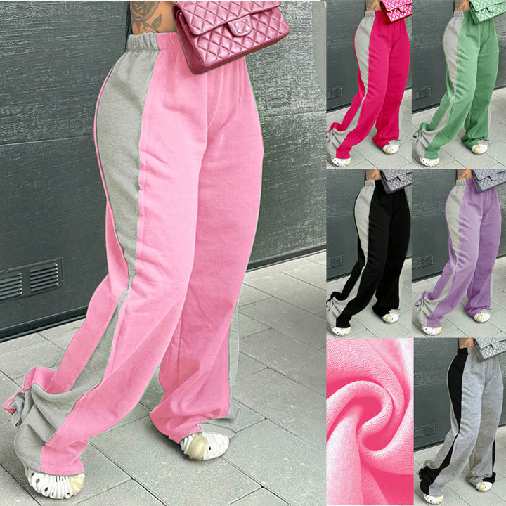 Women's Sporty Jogging Pants with Side Slit and Contrast Insert Mune Fashion