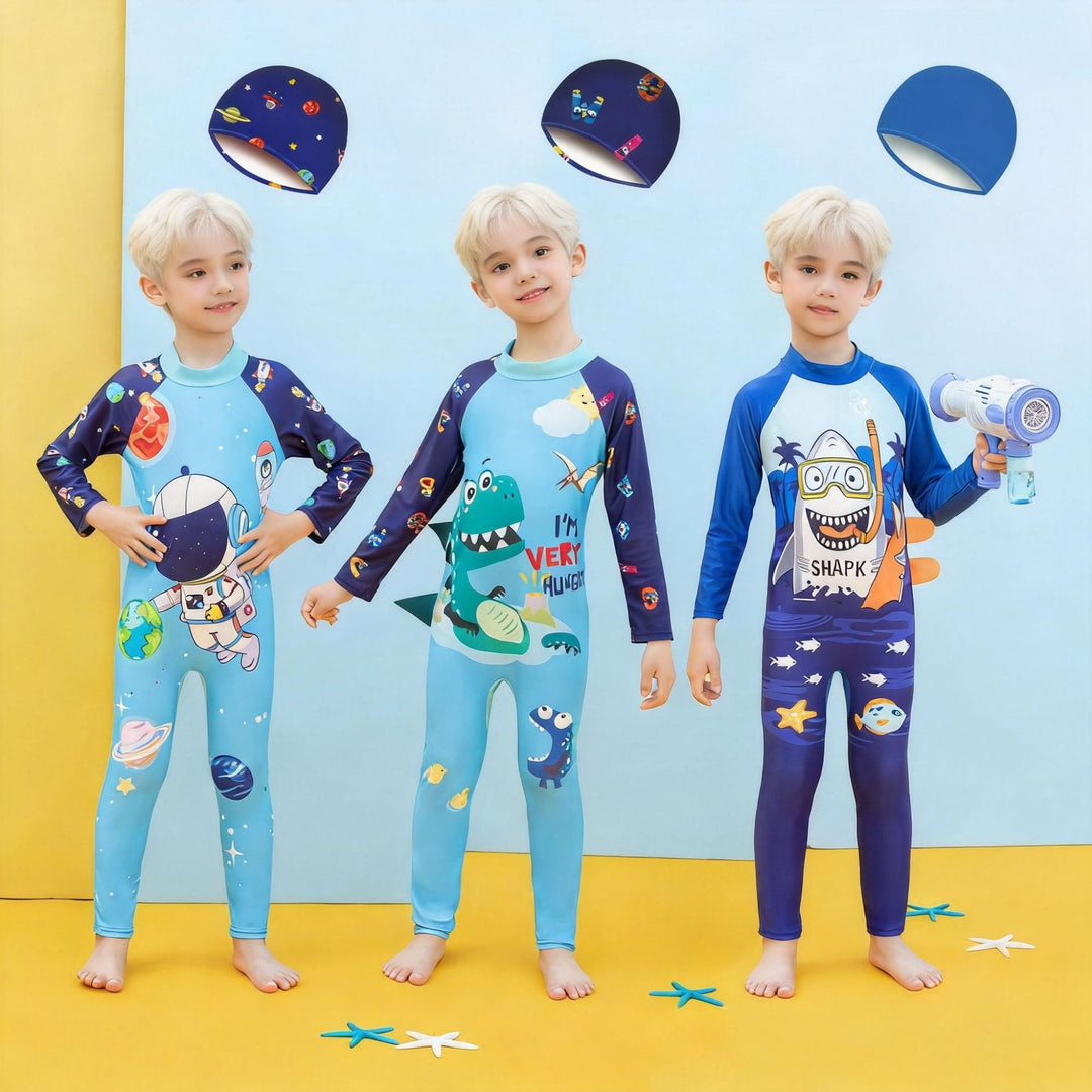 Boys UV protection swimsuit with long sleeves and cute dinosaur design Mune Fashion