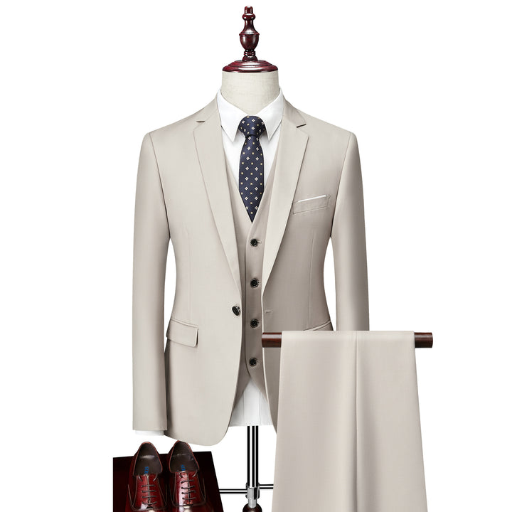Men's Three-Piece Slim-Fit Business Suit with Vest and Slim Silhouette Mune Fashion