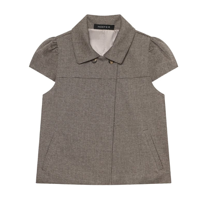 Women's pencil dress with houndstooth pattern, peter pan collar and seam pockets Mune Fashion