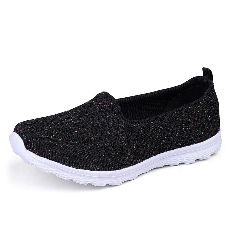 Women's light knitted slip-on sneakers with glitter threads, elastic entry, and flexible lightweight sole Mune Fashion