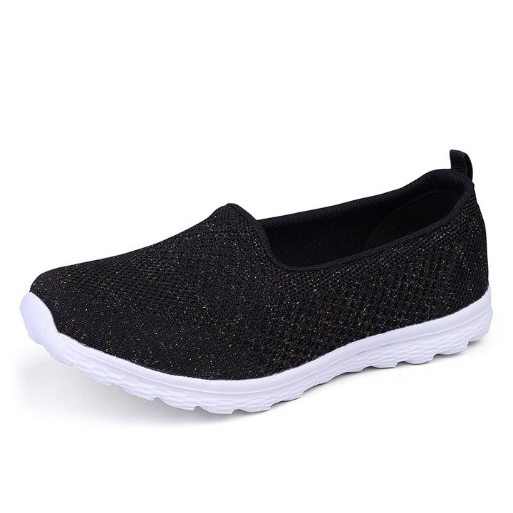 Women's light knitted slip-on sneakers with glitter threads, elastic entry, and flexible lightweight sole Mune Fashion