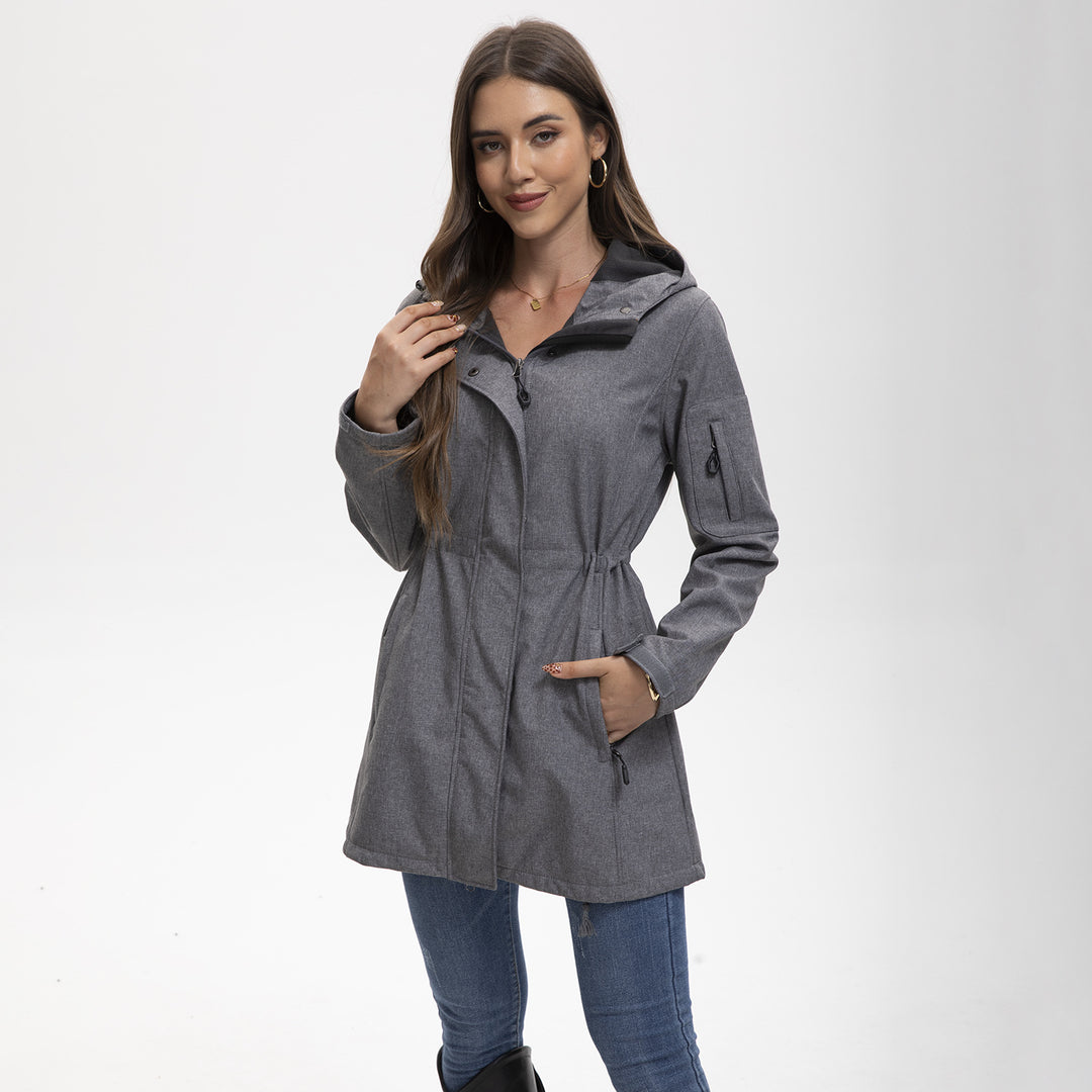 Women's nan functional softshell parka with teddy fleece lining, hood, and waist drawstring Mune Fashion
