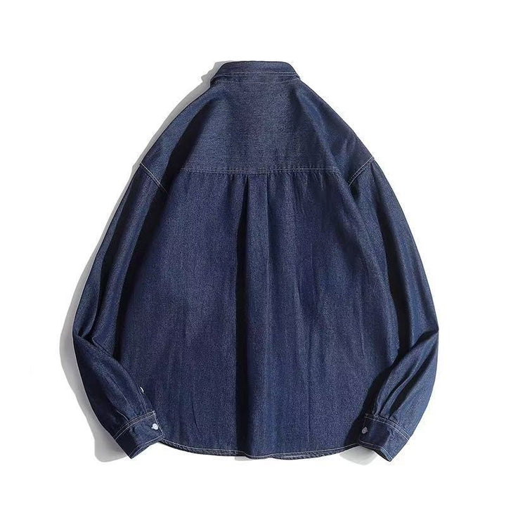 Unisex Boxy Denim Overshirt with patch chest pockets and rounded hem Mune Fashion