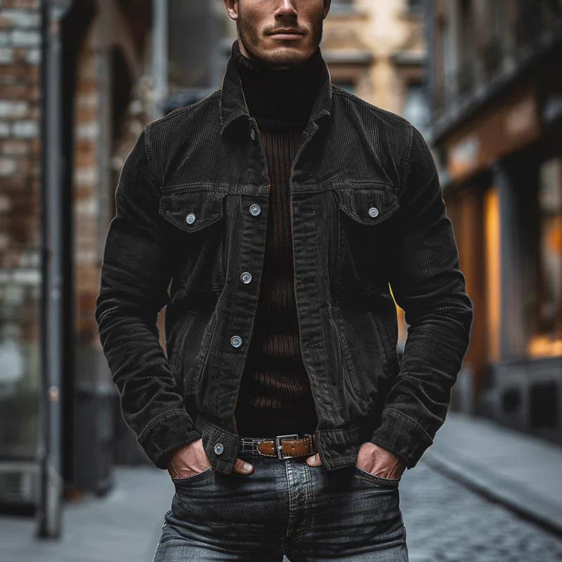 Men's cord jacket with tailored cut and snap button placket Mune Fashion