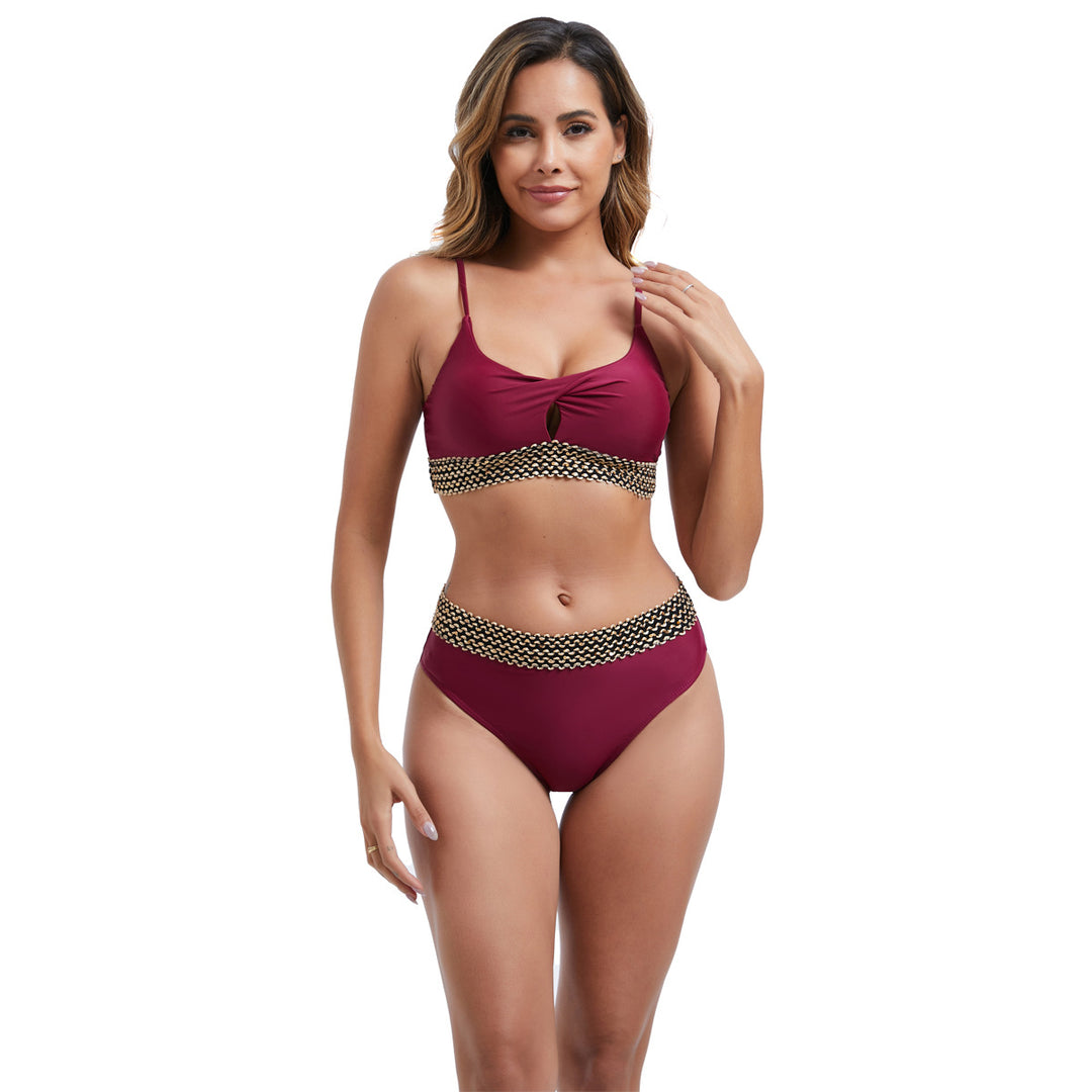 Women's High-Waisted Bikini Set with Fashionable Accent Details Mune Fashion