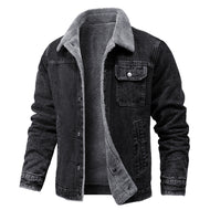Men's Vintage Denim Jacket with Sherpa Lining, Shirt Collar and Functional Pockets Mune Fashion