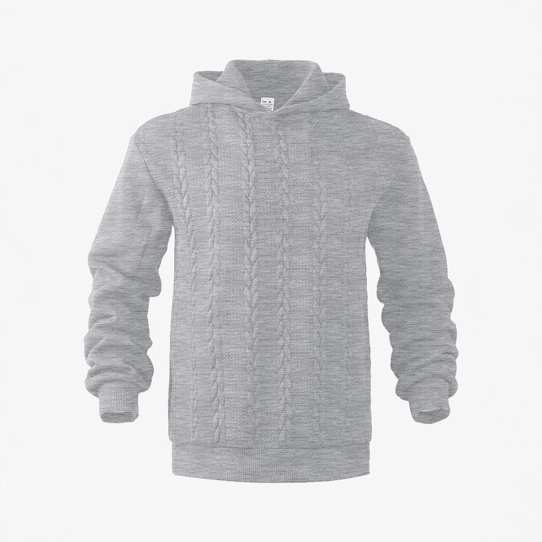 Men's knitted look hoodie with cable pattern and ribbed hem Mune Fashion