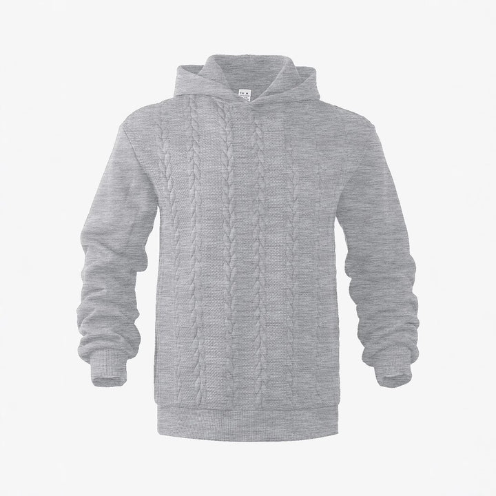 Men's knitted look hoodie with cable pattern and ribbed hem Mune Fashion