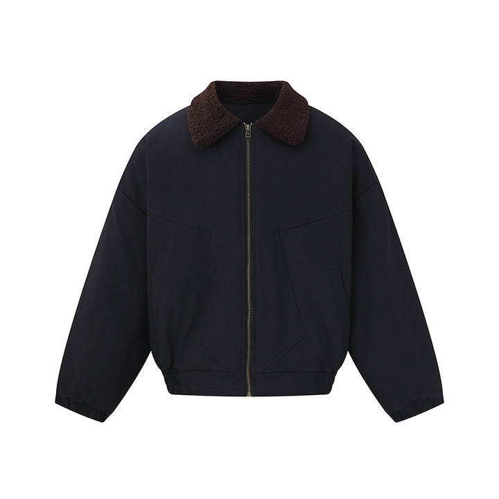 Unisex short bomber jacket in boxy cut with teddy collar Mune Fashion