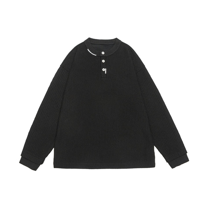 Unisex Ribbed Oversized Henley Sweater with Button Placket Mune Fashion