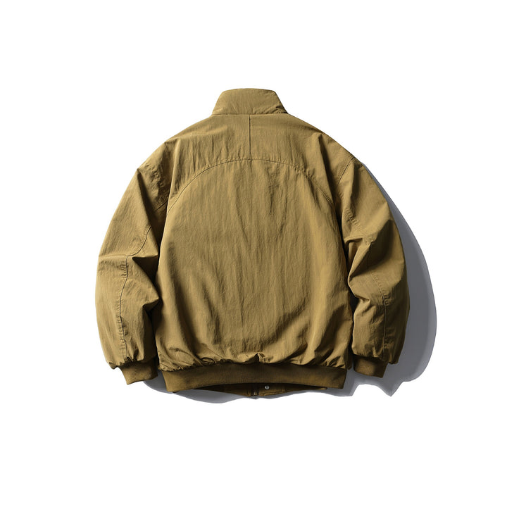 Men's Boxy Utility Bomber Jacket with High Stand-Up Collar, Concealed Front Placket and Zip Chest Pocket Mune Fashion