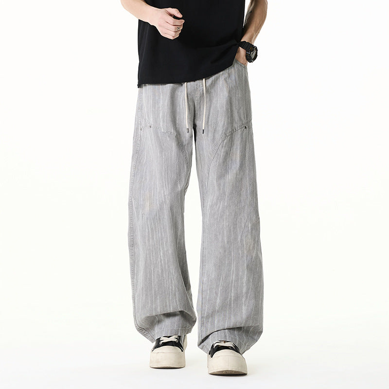 Damen Weite Leinenoptik-Hose mit elastischem Bund und aufgesetzten Taschen Mune Fashion