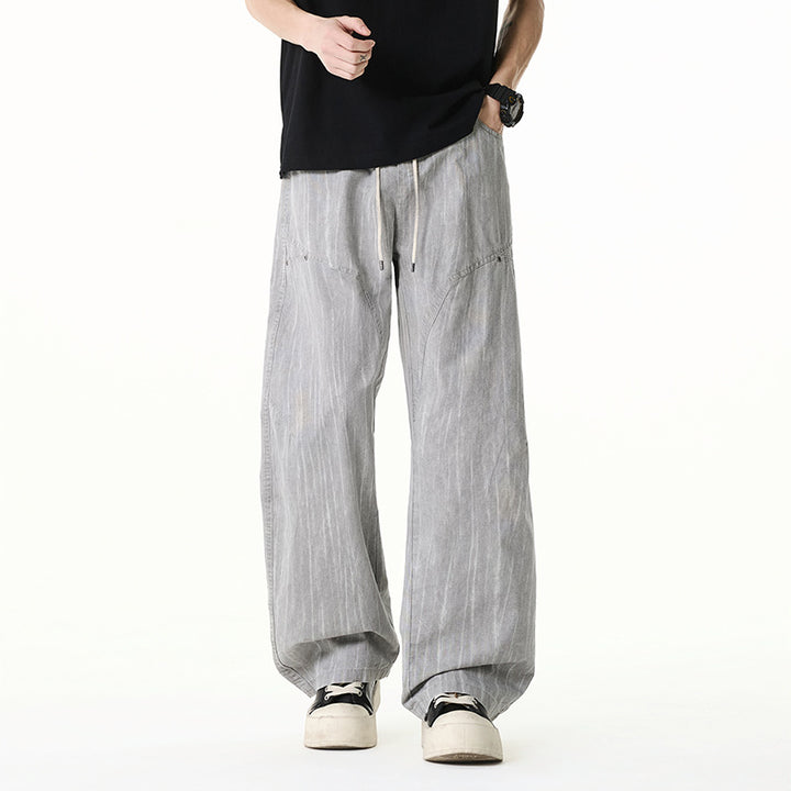 Damen Weite Leinenoptik-Hose mit elastischem Bund und aufgesetzten Taschen Mune Fashion