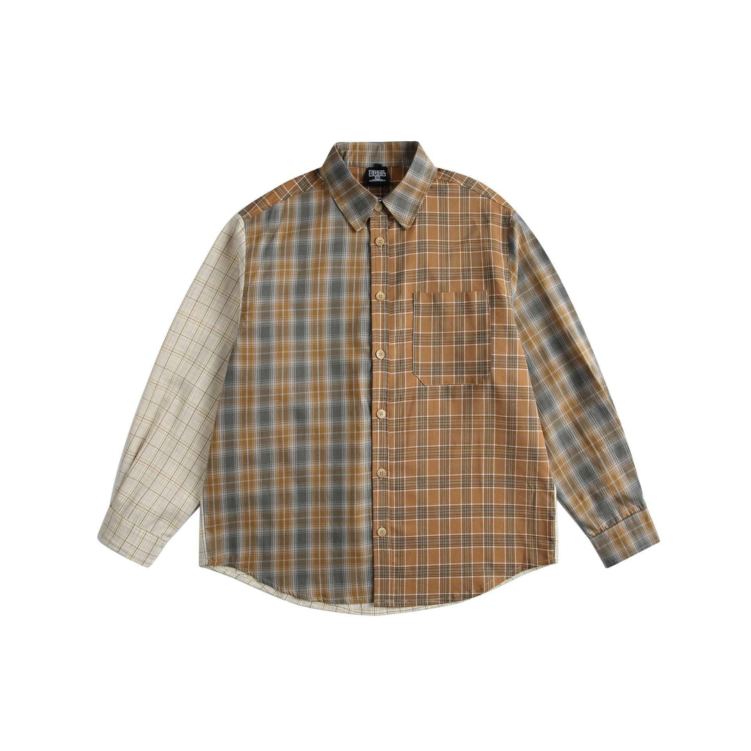 Men's Checkered Patchwork Shirt in Overshirt Style Mune Fashion