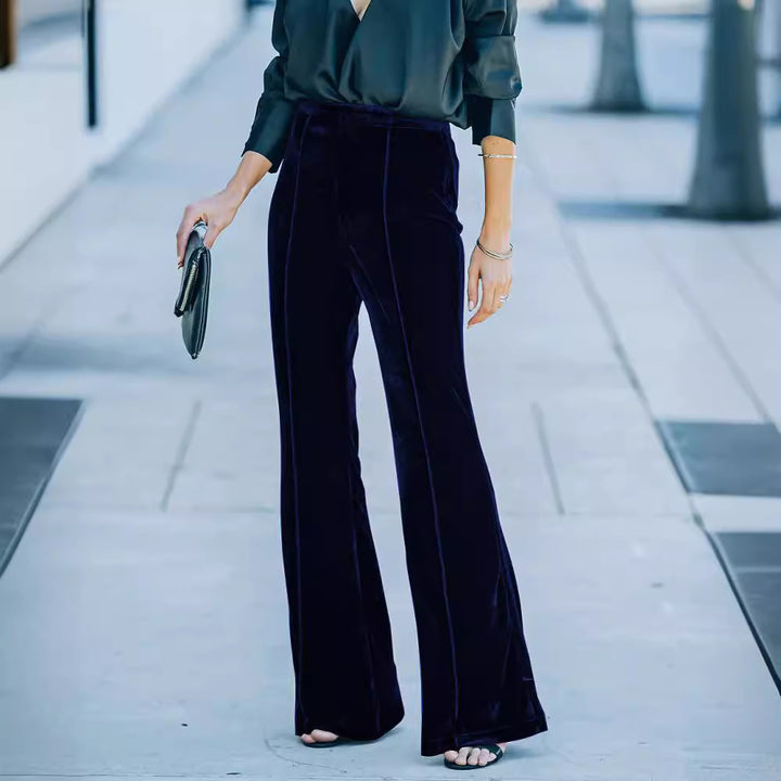 Women Elegant and Soft Velour Pants Mune Fashion
