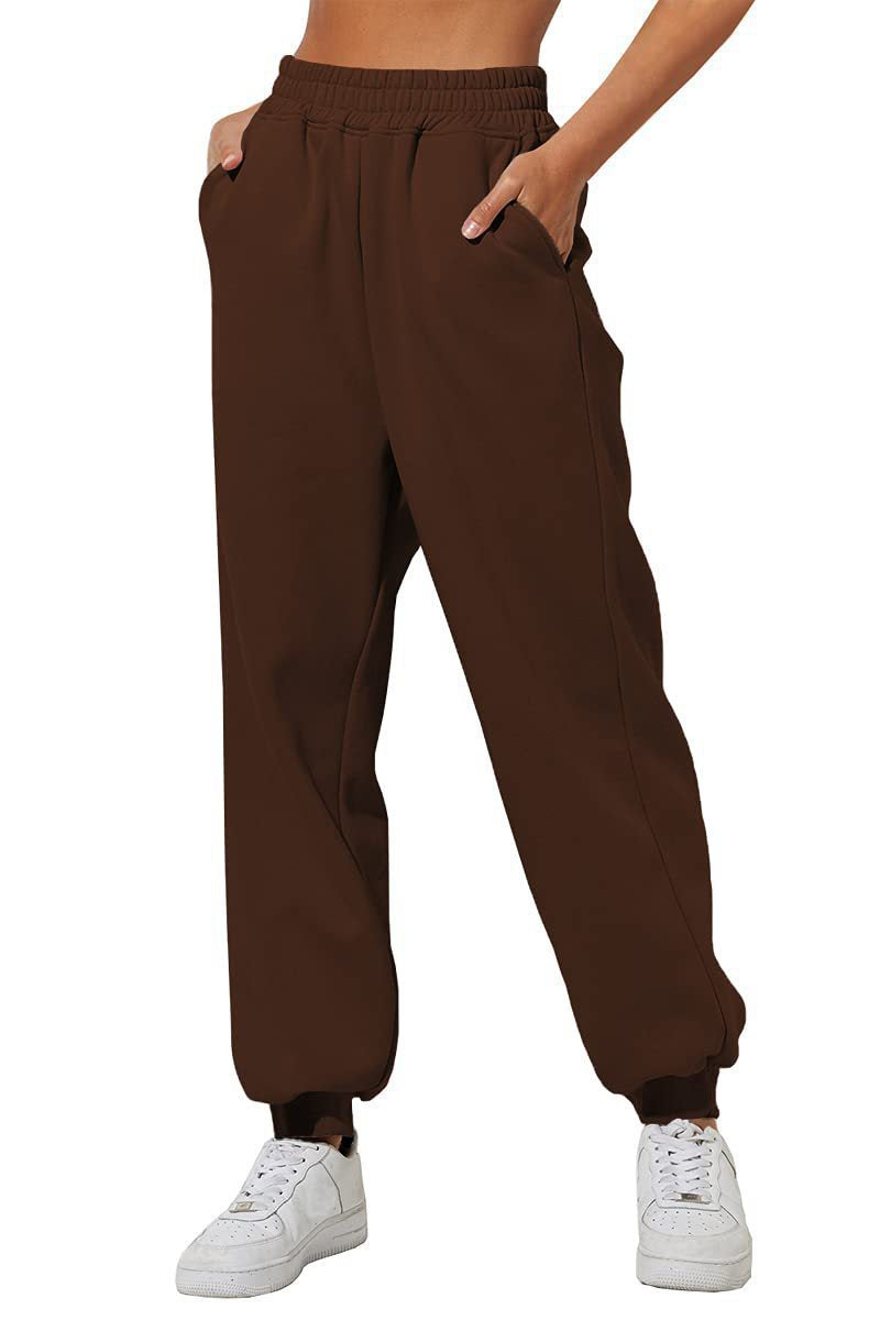 Women's relaxed high-waist jogging pants with double-layer comfort waistband, side pockets, and gathered ankle cuffs Mune Fashion