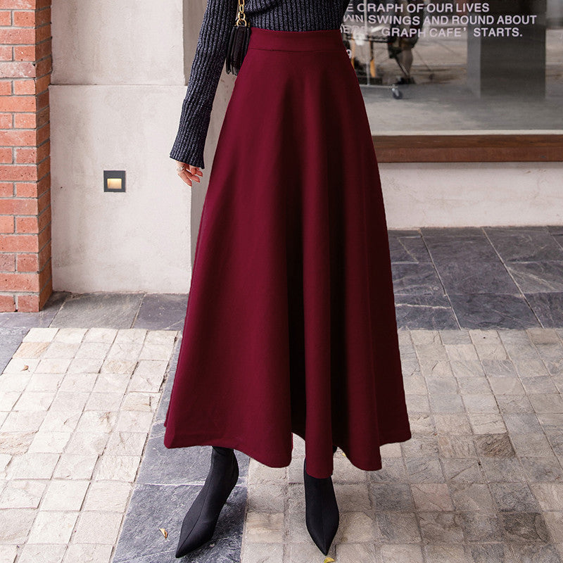 Women's barely swinging wool blend maxi skirt with high waistband and seam-fine panels Mune Fashion