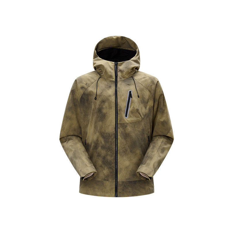 Men's waterproof technical hooded jacket with chest zip pocket and adjustable hood Drune