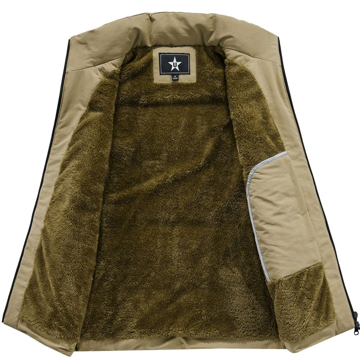 Men's Sleeveless Utility Padded Vest with Teddy Lining and High Collar Mune Fashion