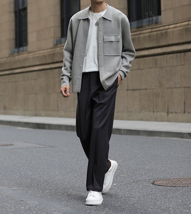 Men's Relaxed Fine Knit Overshirt with Patch Chest Pocket Mune Fashion