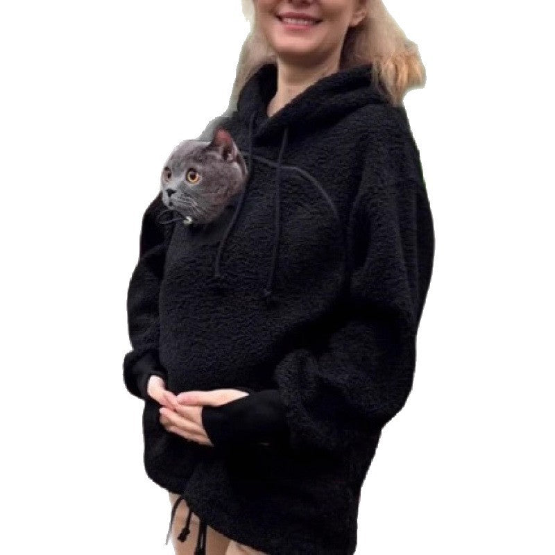 Women’s hoodie with integrated cat cave and extra soft fleece Mune Fashion