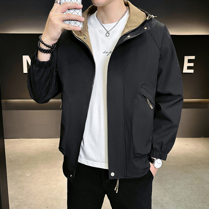 Men's Fashionable Transitional Jacket with Hood and Adjustable Cuffs Mune Fashion