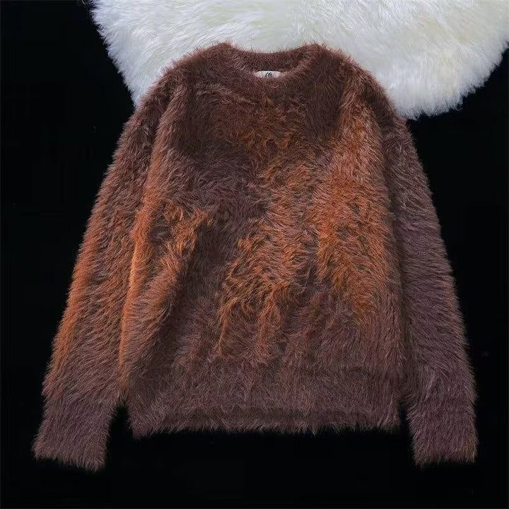 Women Soft Chunky Knit Sweater with Round Neckline Mune Fashion
