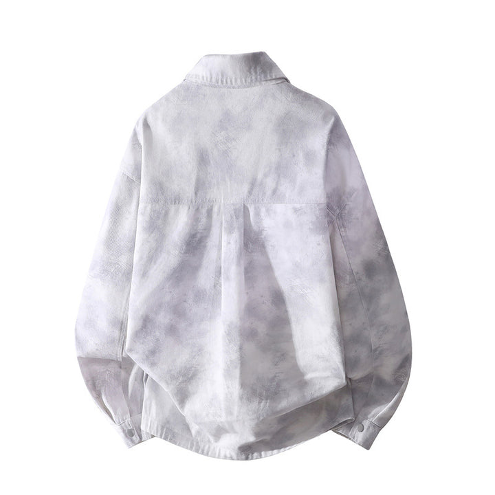 Unisex Oversized Shirt Jacket with Tie-Dye Effect, Snap Button Front and Chest Pockets Mune Fashion