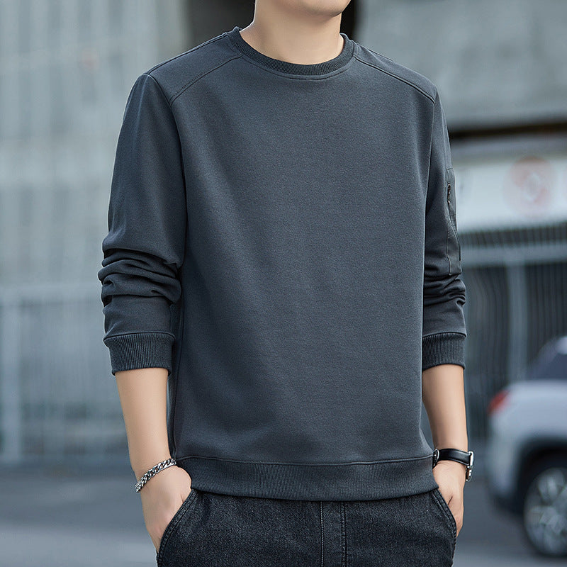 Men's Minimalist Sweatshirt with Raglan Sleeves and Zipper Arm Pocket Mune Fashion